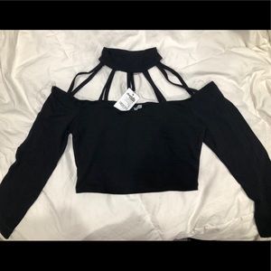 Long sleeve crop top with built in choker